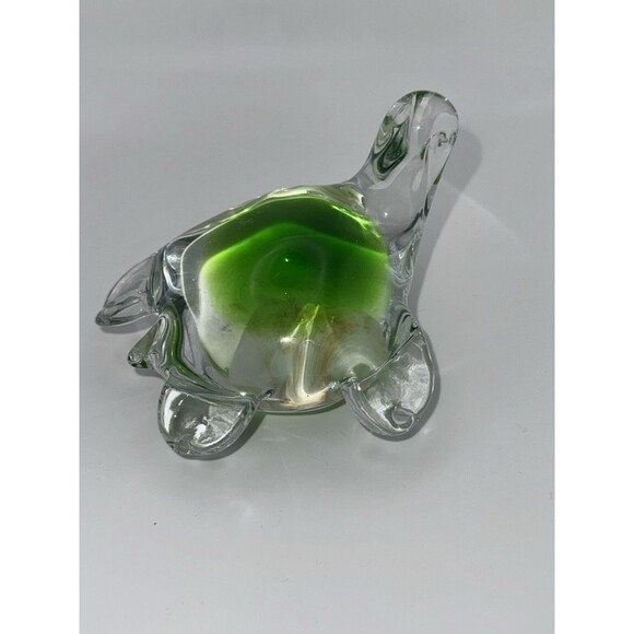 Murano Style Frog And Turtle Paperweight Set Green Hand Blown Art Glass - Picture 12 of 14
